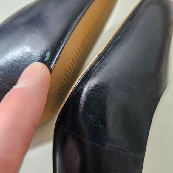 Trotters Womens Sz 10N Pella Black Full Leather Slingback Low Heels Dress Shoes - Picture 10 of 11